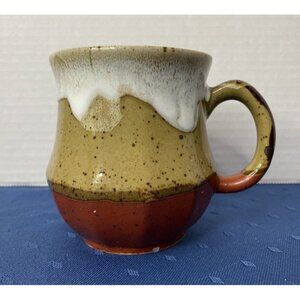 Vintage Hand Made Pottery Coffee Mug Cup Brown Drip Glaze Artist Signed